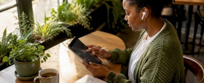 Creator managing earnings on tablet