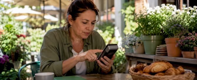 Small business owner setting up tip option