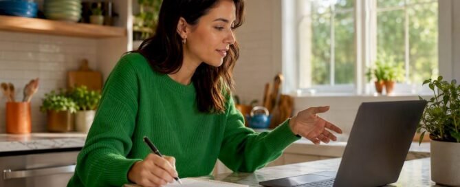 Content creator linking tip collection at home desk