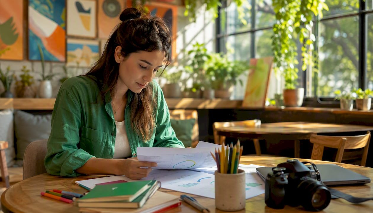 Creator reviewing income transparency paperwork