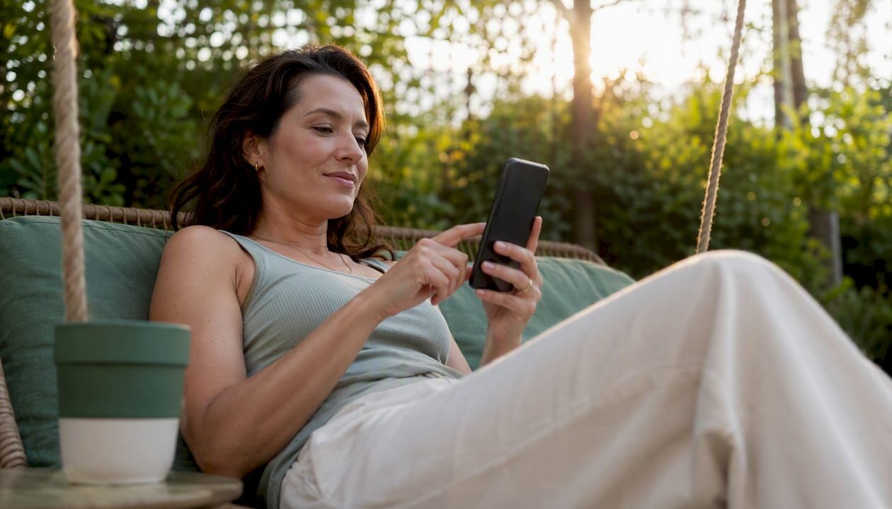 Content creator engaging audience on smartphone