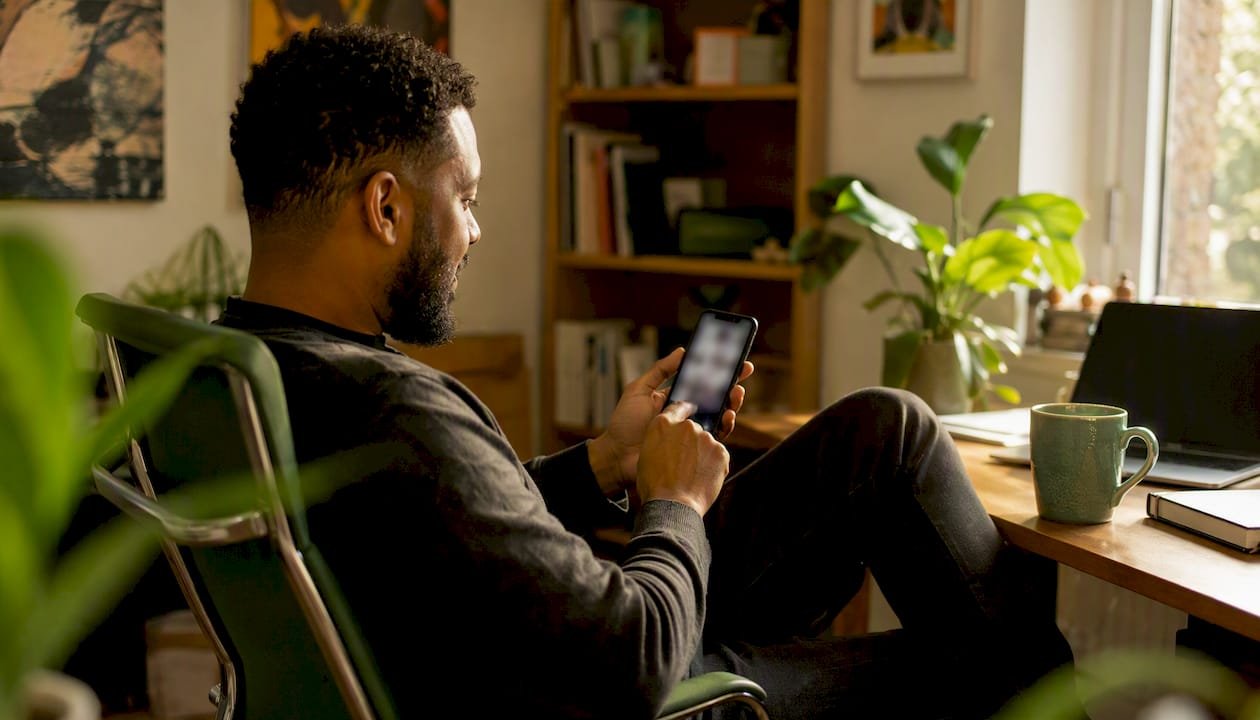 Person tapping to share payment link on phone