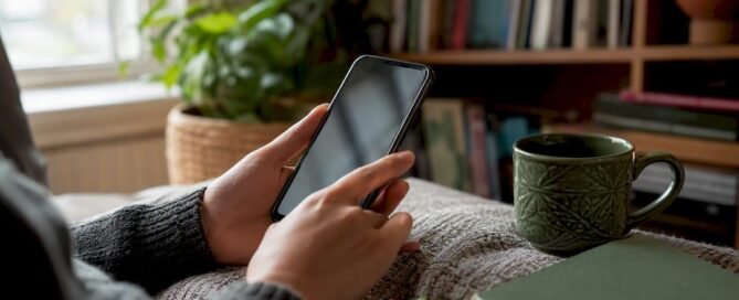 Hands interacting with tip link on phone