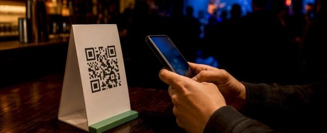 Attendee scanning QR code at live event