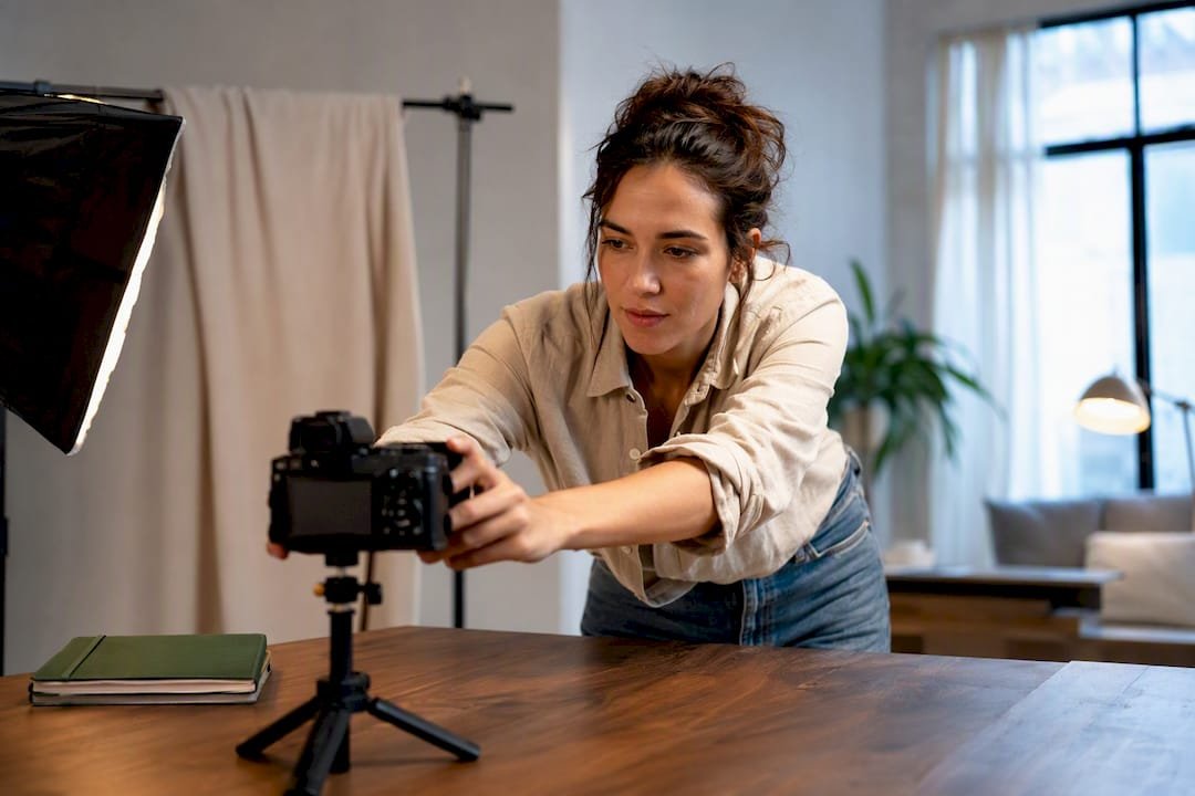 Creator recording an exclusive behind-the-scenes video