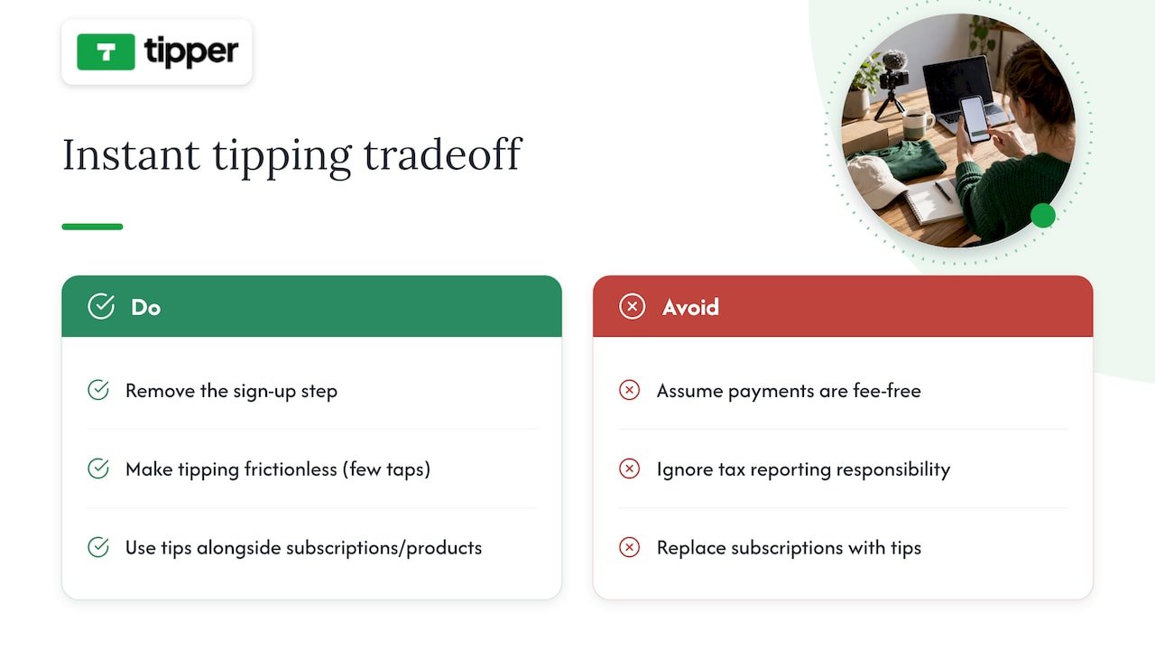 The real tradeoff behind instant, no-account tipping — overview diagram