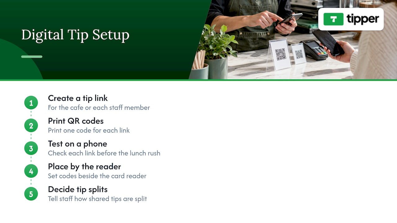 Steps for setting up a cafe QR tip link