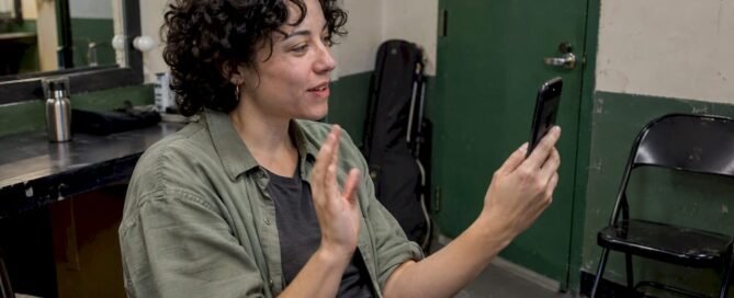 Musician recording a personal video thank-you