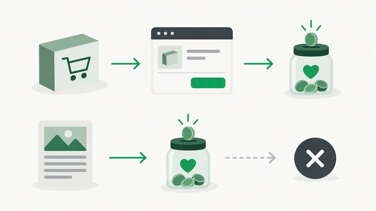 Order checkout path contrasted with free content